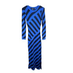 Vero Moda Trudy Stripe Long Sleeve Maxi Sweater Dress Black Blue XS Comfort